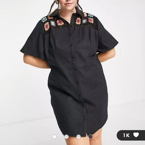 ASOS Curve Dresses & Skirts - ASOS DESIGN Curve crochet shirt dress in black